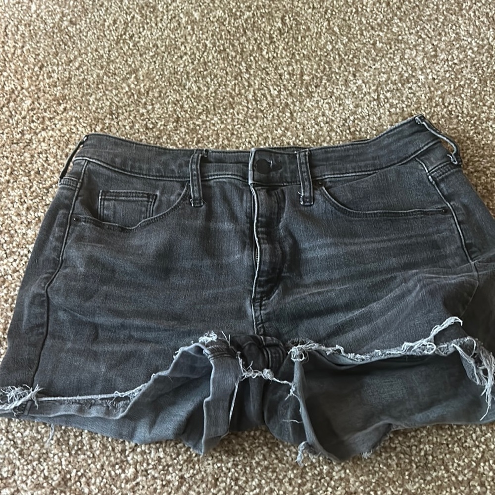 Lightly worn black denim shorts